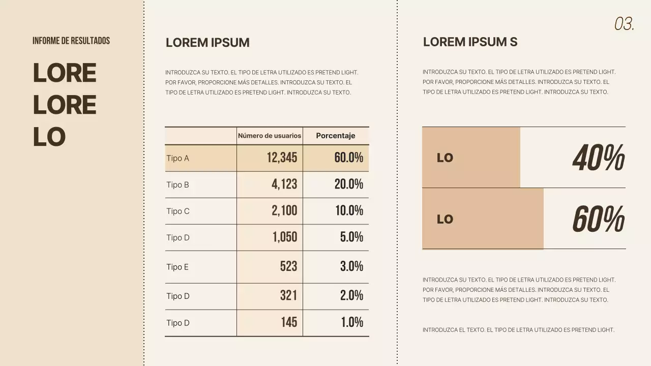 Informes de rendimiento de la empresa limpios y de color beige