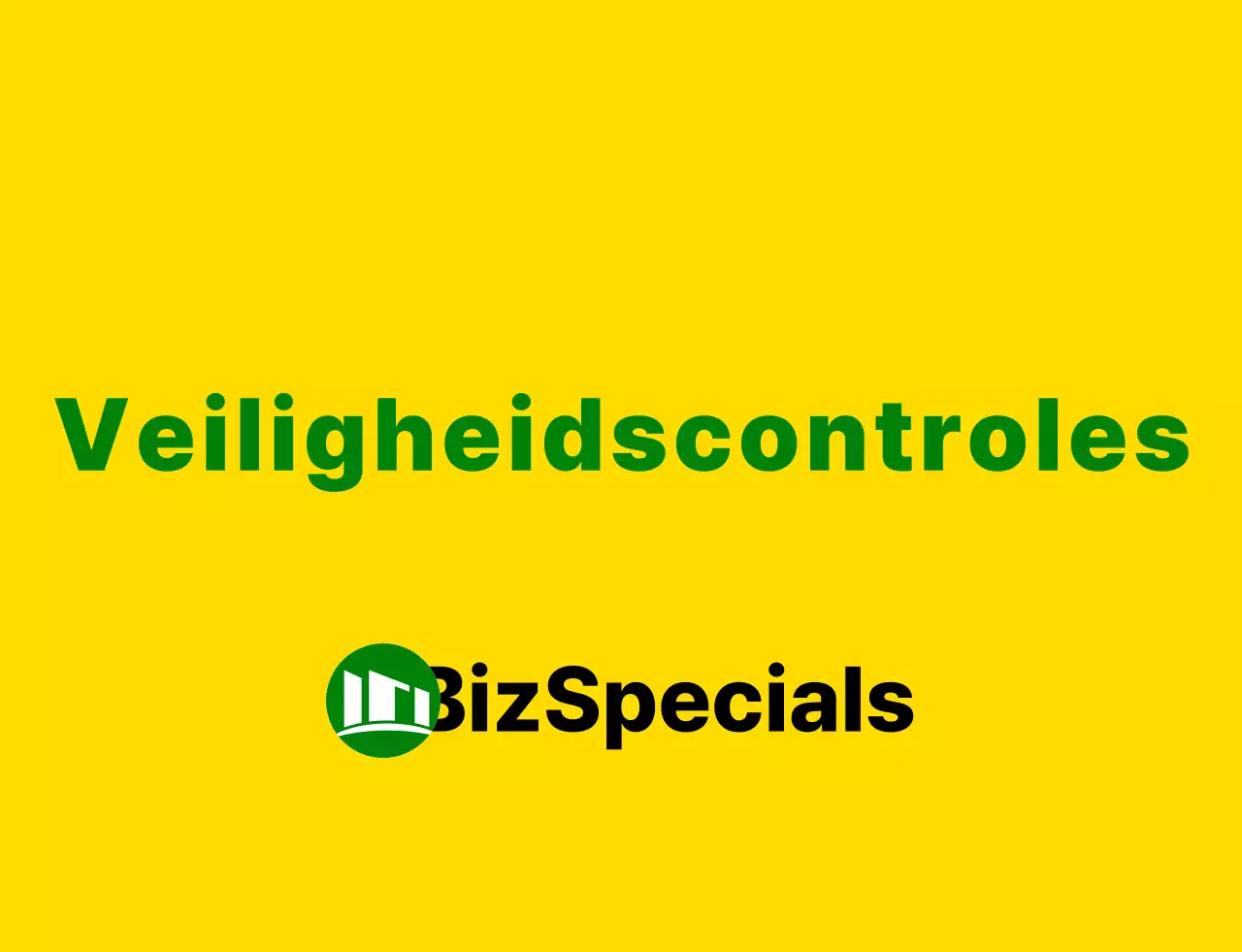 Een strakke gele en groene stijl met een embleemlogo en gemarkeerde tekst Voor veiligheidsinspectiepersoneel