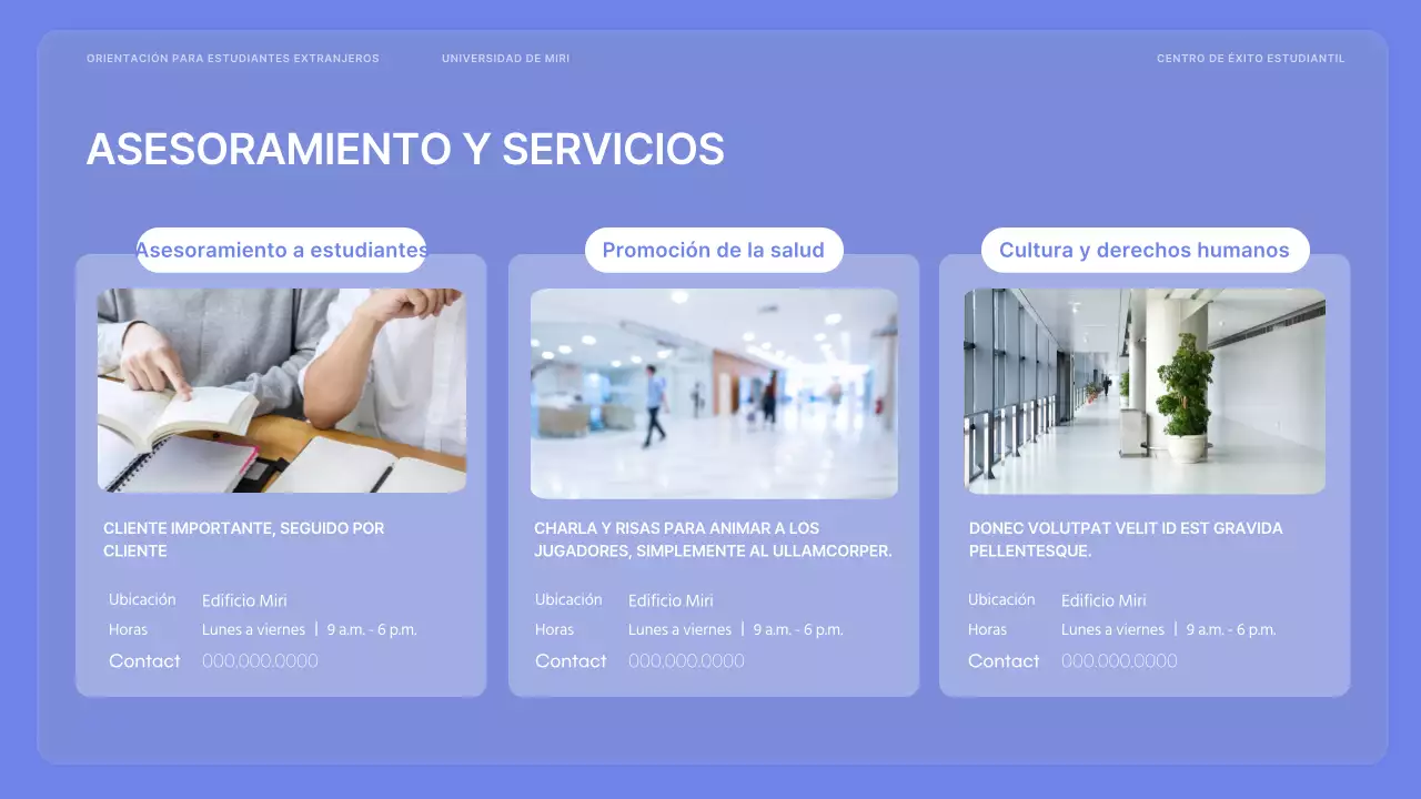 Orientación para estudiantes internacionales en malva y vibrante