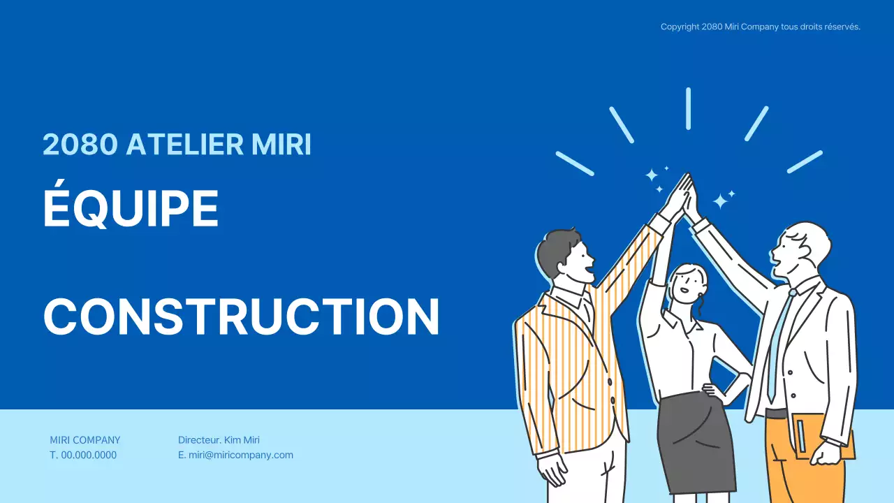 Atelier de team building mettant en valeur les illustrations en bleu et jaune