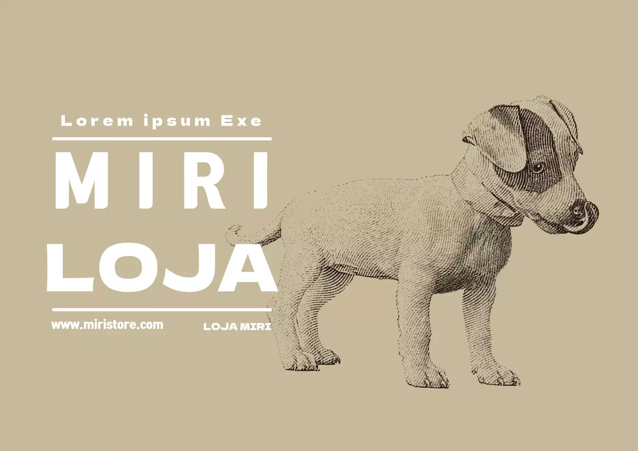 Etiqueta de loja de animais ilustrada bege
