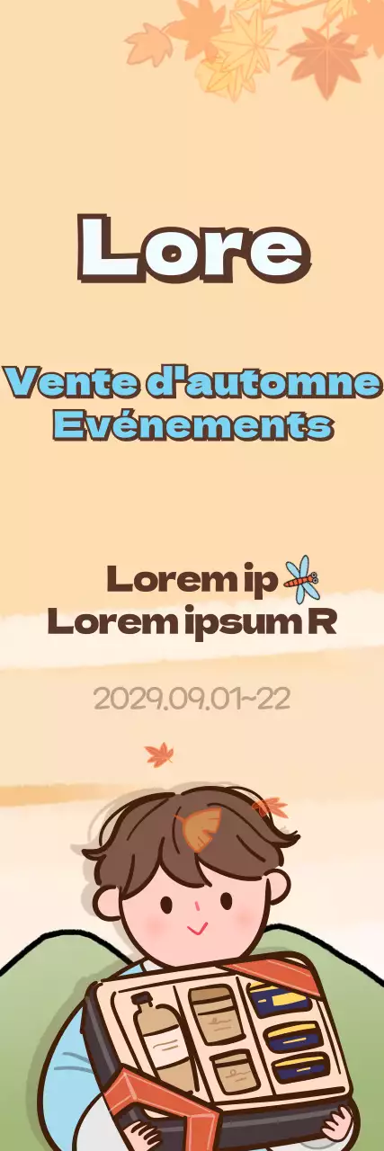 Remise sur un concept animé d'illustration d'automne en orange et bleu clair