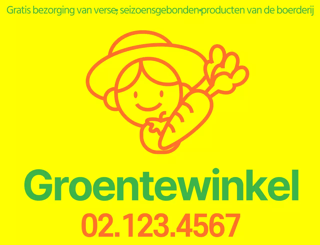 Groentenwinkel vest met eenvoudige lijnillustratie in geel groen en oranje