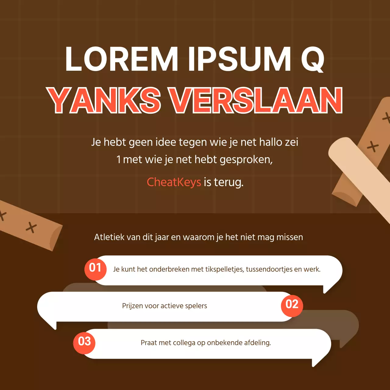 Bruine tinten en rode punten Nieuwjaarsevenement in eigen huis Atletiek Kaart Nieuws