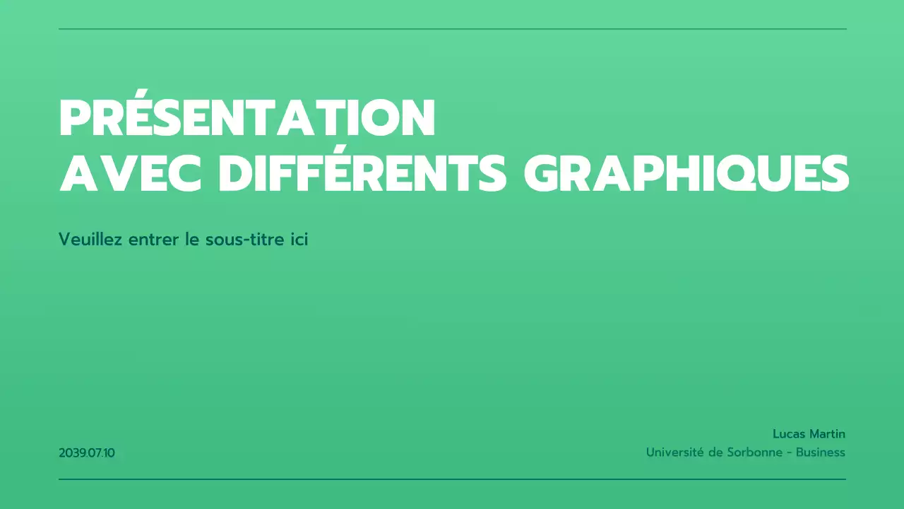 Présentation avec différents graphiques en dégradé vert