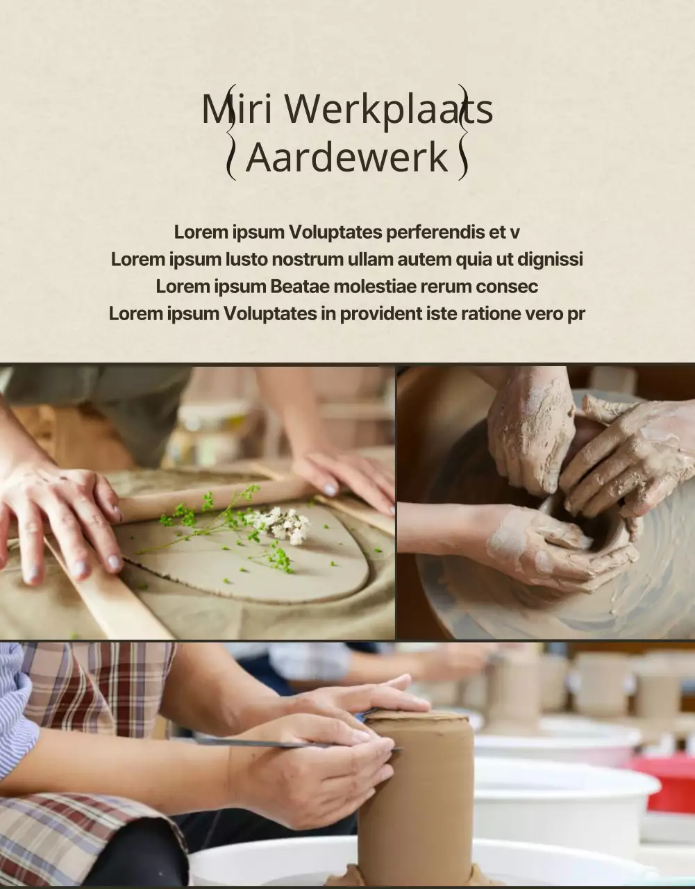 Eendaagse keramiekles met veel beige fotolijstjes