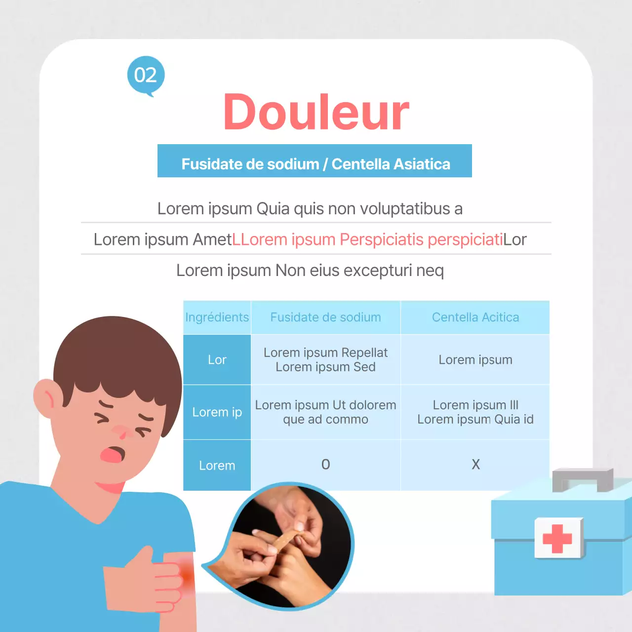 Carte des éléments essentiels de la trousse de premiers secours en bleu clairNews Design