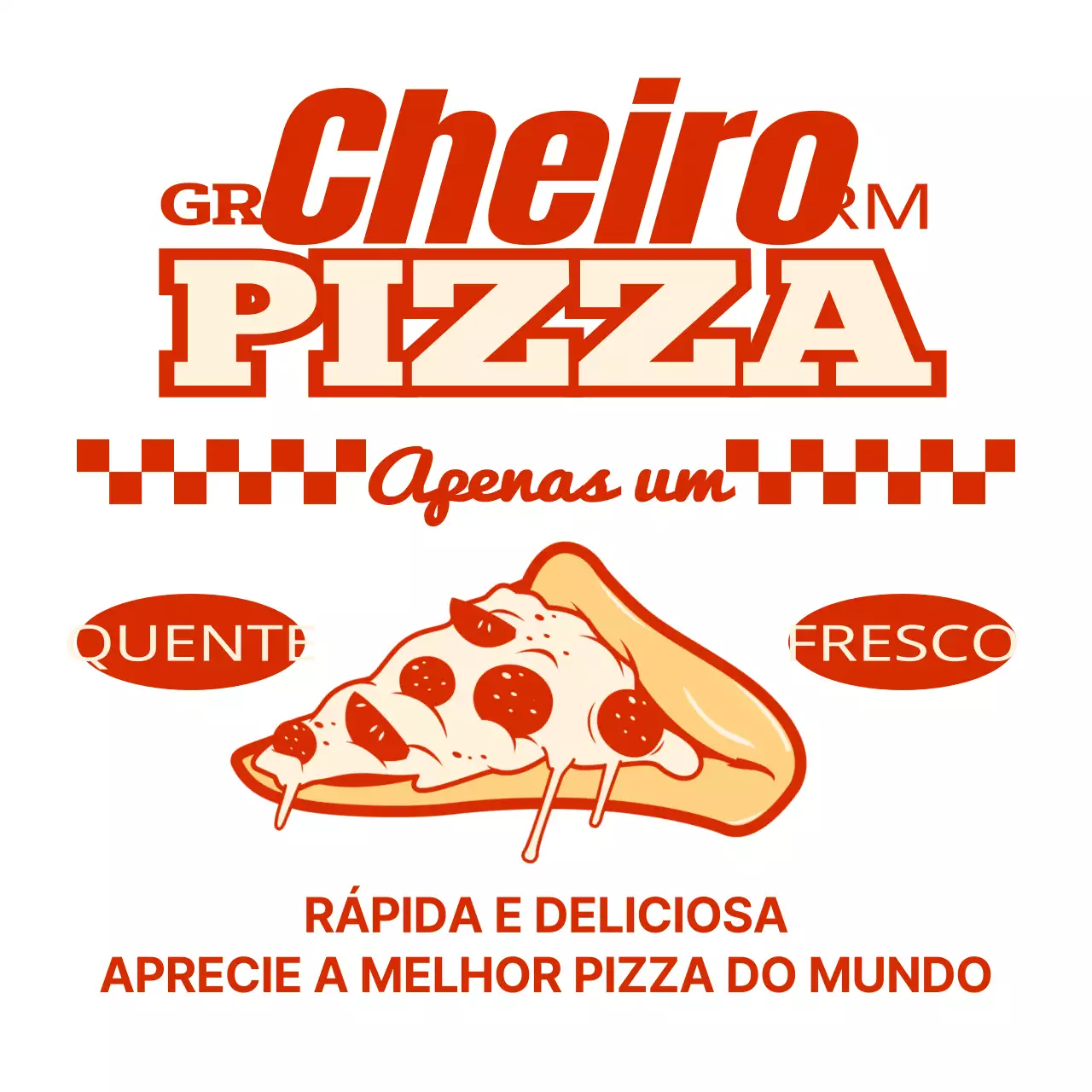 Design de avental com logótipo de pizzaria e ilustração de piza vintage