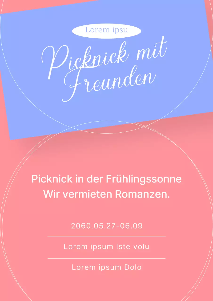 Sauberes Frühlingspicknick in pastellfarbenen Formen und Linien