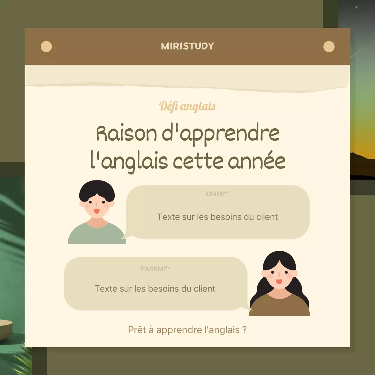 Le défi des habitudes anglaises de la nouvelle année en brun et vert