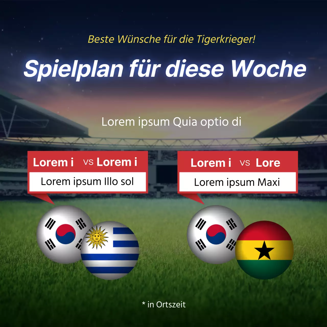 Fußball-Weltmeisterschaft Diese Woche: Anfeuern der koreanischen Fußballnationalmannschaft bei internationalen Fußballspielen