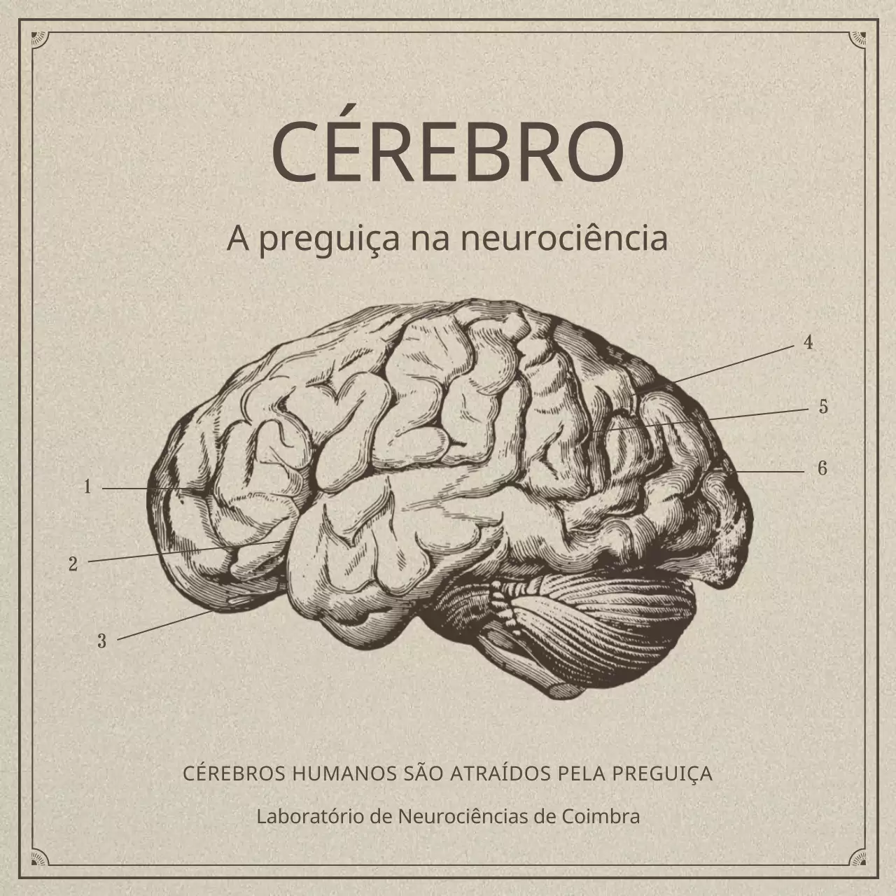 Neurociência e preguiça num conceito de ilustração bege e realista