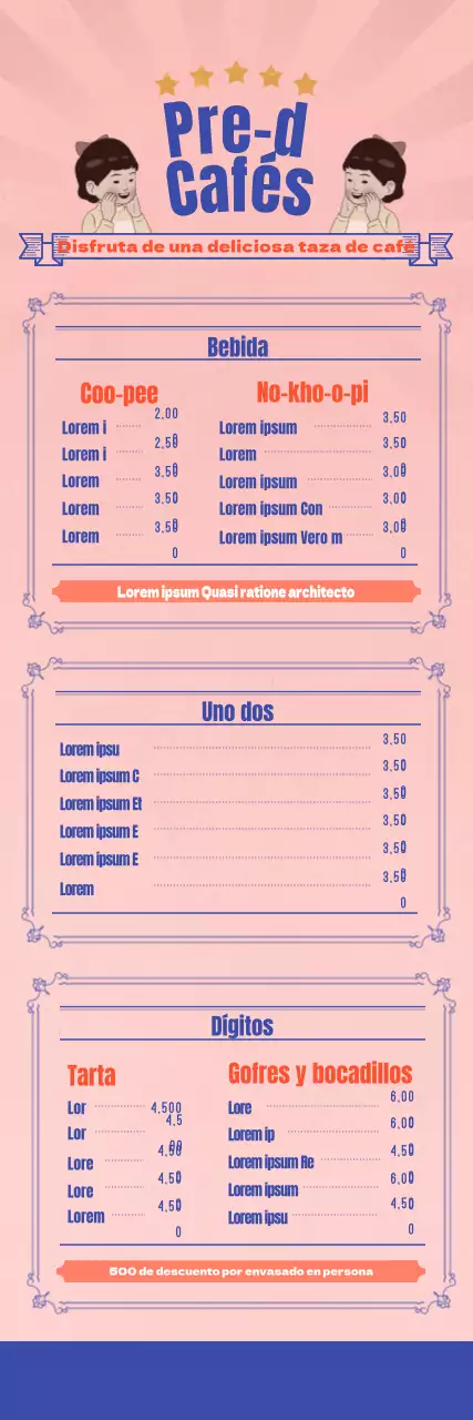 Banner retro ilustrado de cafetería con fondo rosa vintage