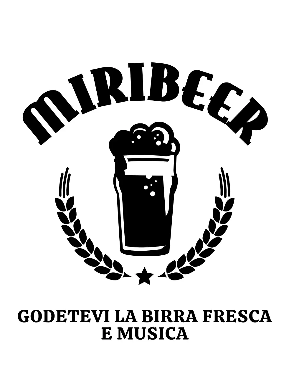 Concetto di birreria con un semplice logo illustrato in nero