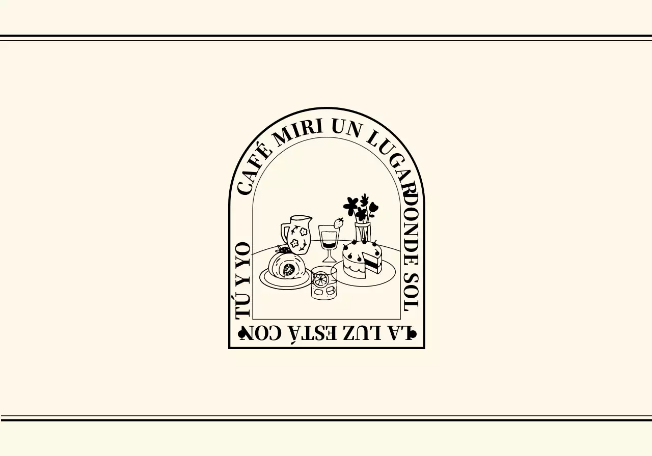 Concepto de cafetería con emotivas y lujosas ilustraciones lineales en marfil y negro