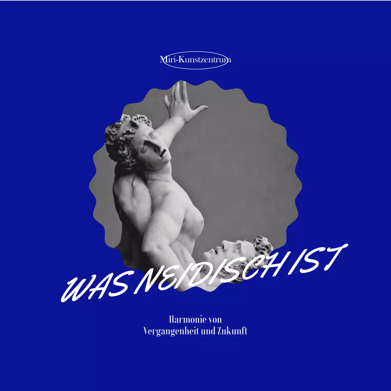 Ein schickes Design für eine Ausstellung mit Fotos und einer Handschrift, die aussieht, als wäre sie von einem Magic-Fan geschrieben worden.