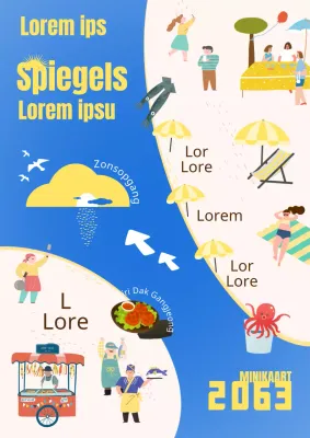 Blauwe en gele zeebestemming-minimapkaart