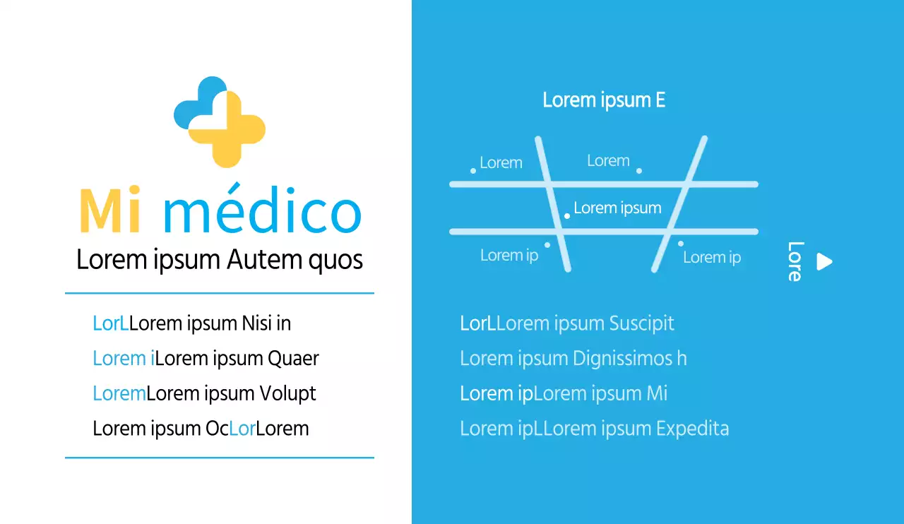 Logotipo de hospital sencillo y limpio y combinación de texto en estilo amarillo y azul con información hospitalaria