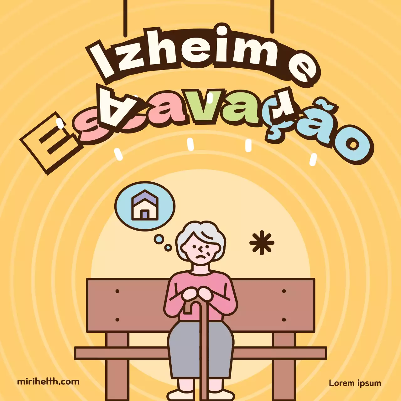 Informações de saúde para adultos mais velhos com doença de Alzheimer em amarelo chartreuse azul claro