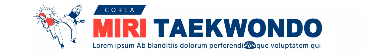 Illustrazione di taekwondo rossa e blu navy e combinazione di testo per scopi promozionali e informativi