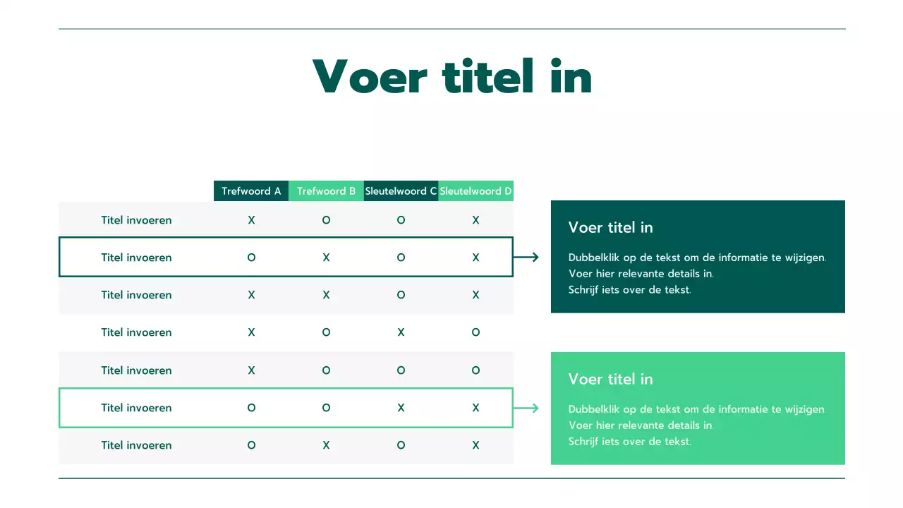 Presentatie met verschillende grafieken in groene kleurverlopen