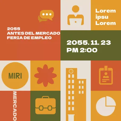 Cuadrados multicolores concepto feria de empleo