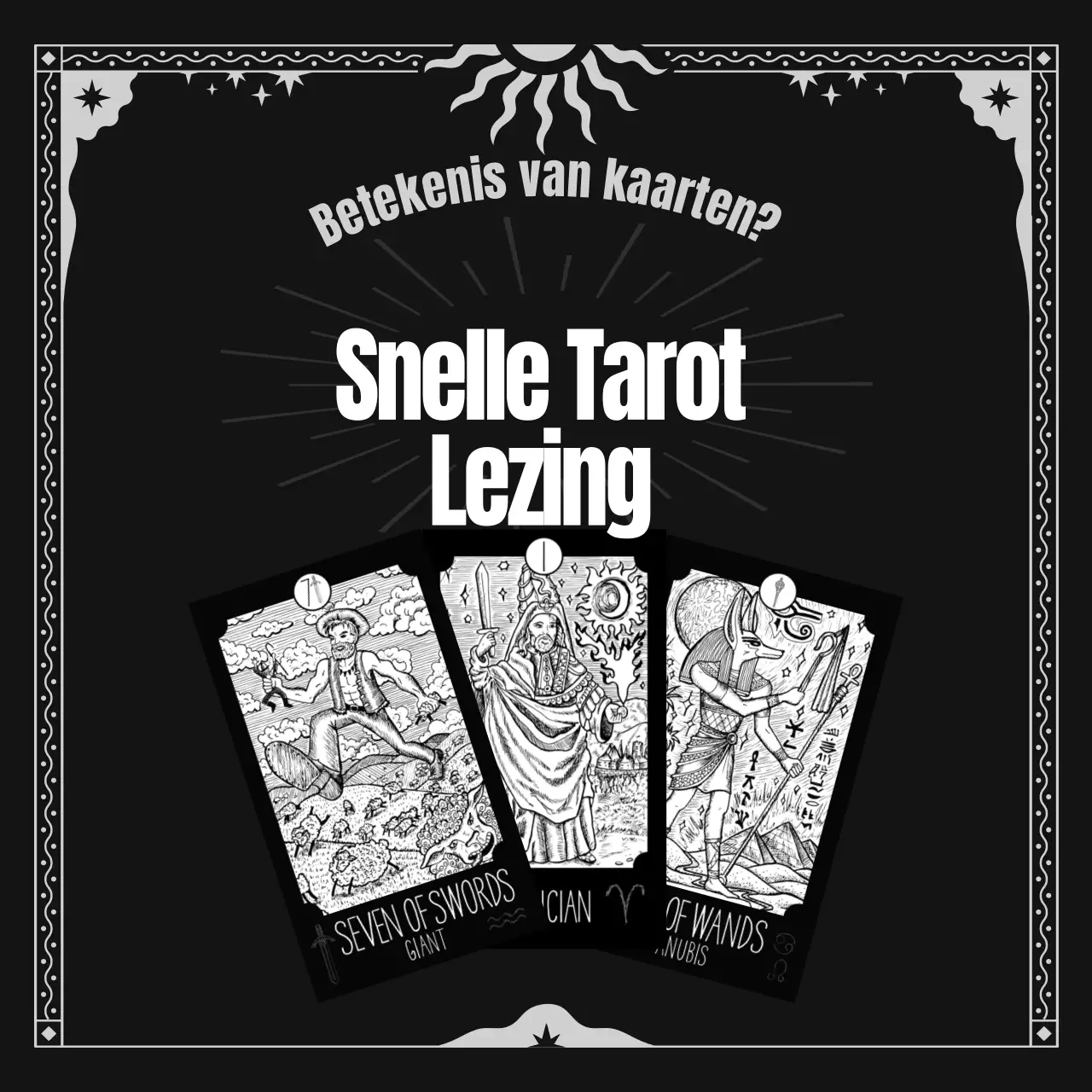 Een inleiding tot Tarotkaarten met een zwart-wit art-decoconcept