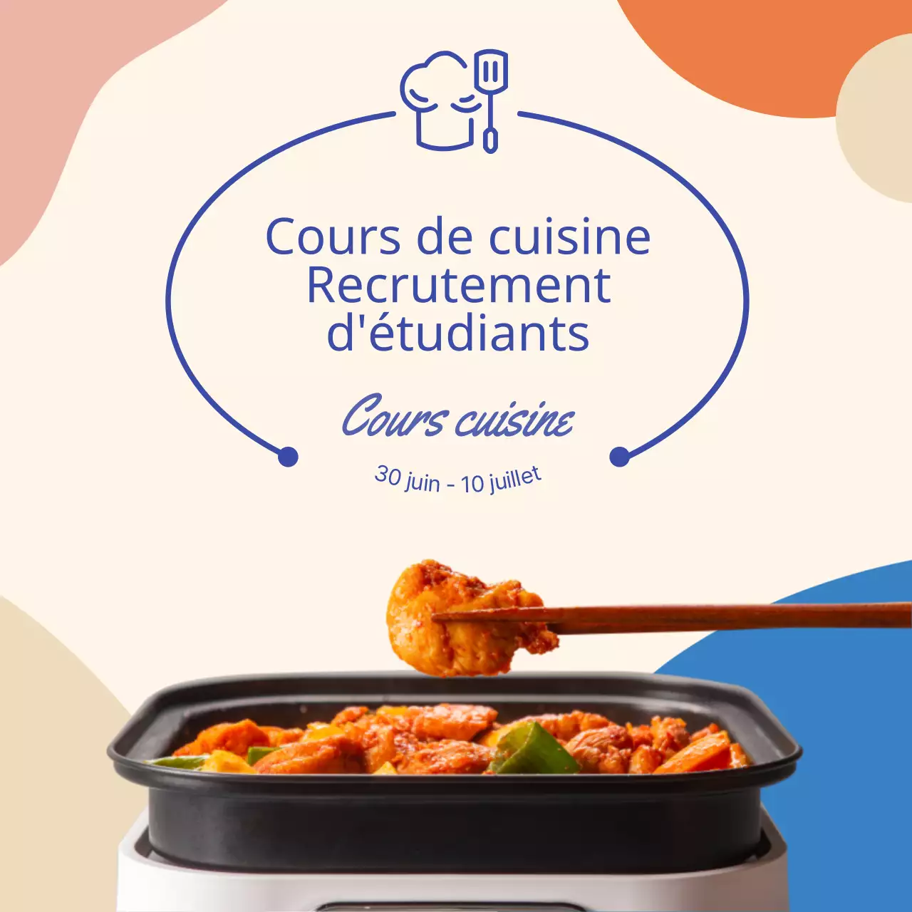 Cours de cuisine rose et bleu Recrutement Cours de cuisine Promotion