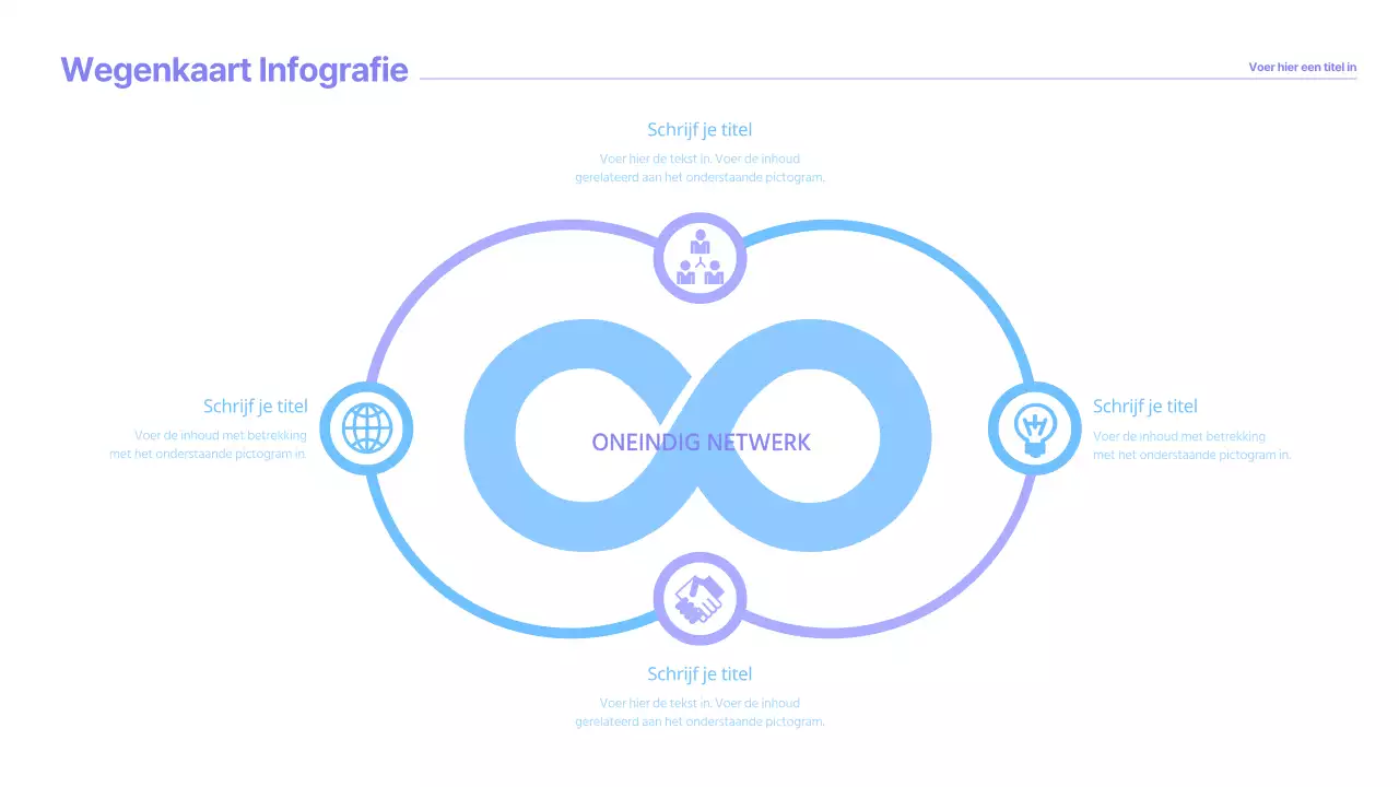 paars lichtblauw stappenplan infographics infinity network business