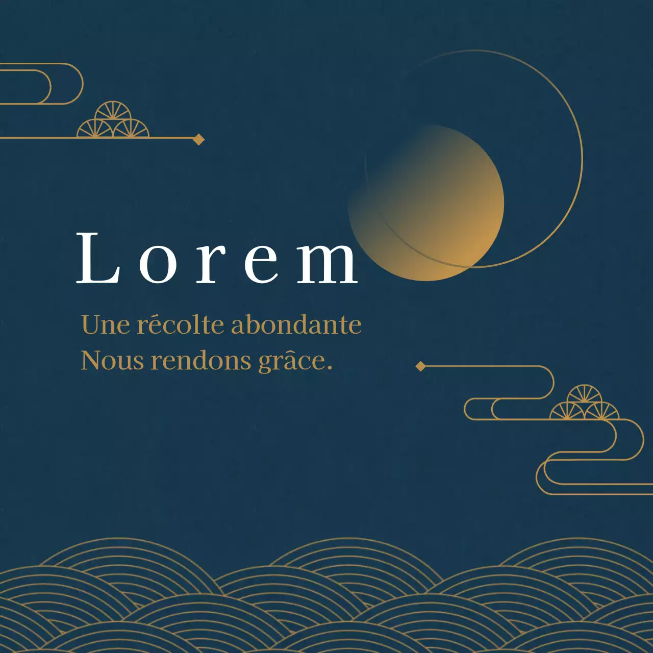 Un simple message de vœux turquoise et jaune pour Chuseok