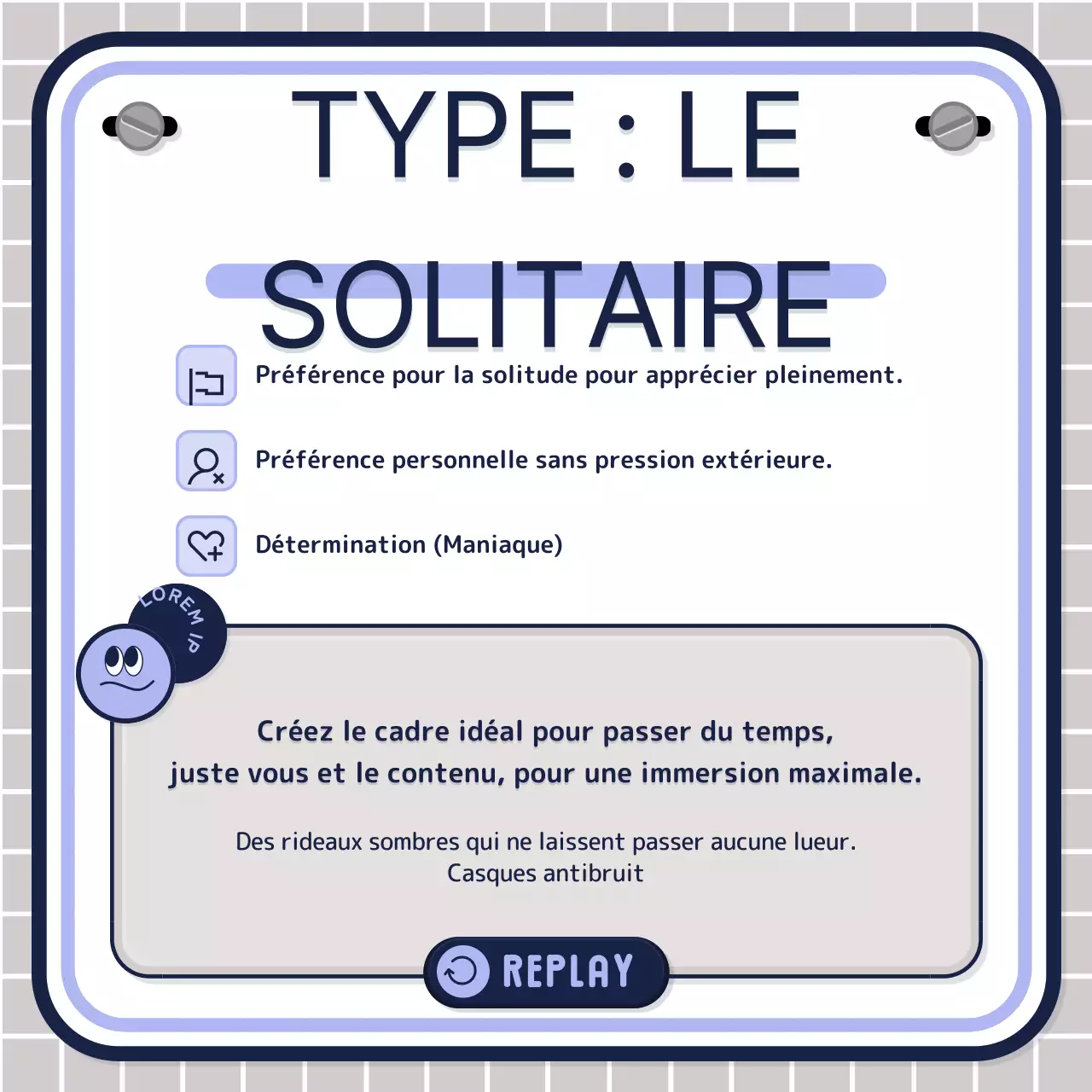 Test quiz simple piloté par le texte en rose mauve marine