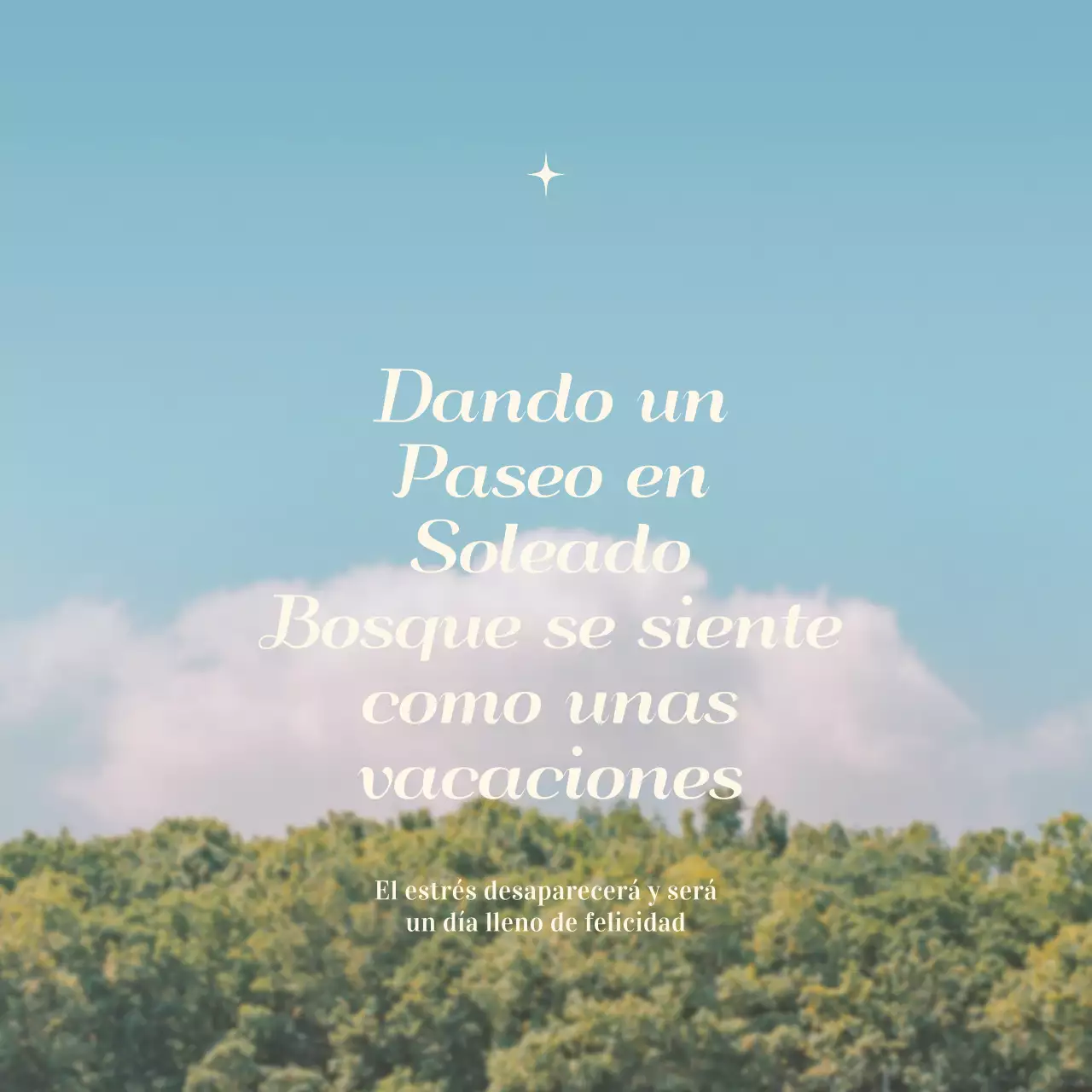 Un sentimiento escrito en una bonita fuente sobre un fondo con un paisaje cálido y acogedor.