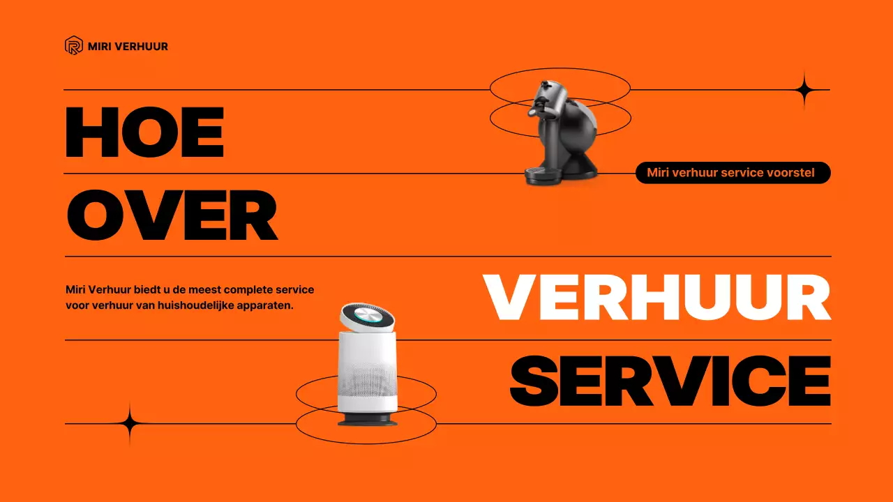 Voorstel voor verhuurservice voor apparaten met oranje elementen