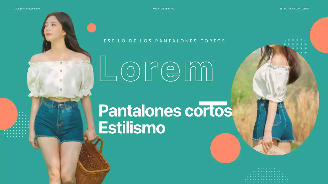 Verano de moda pantalones cortos de estilo con el verde y el patrón de puntos marco de fotos