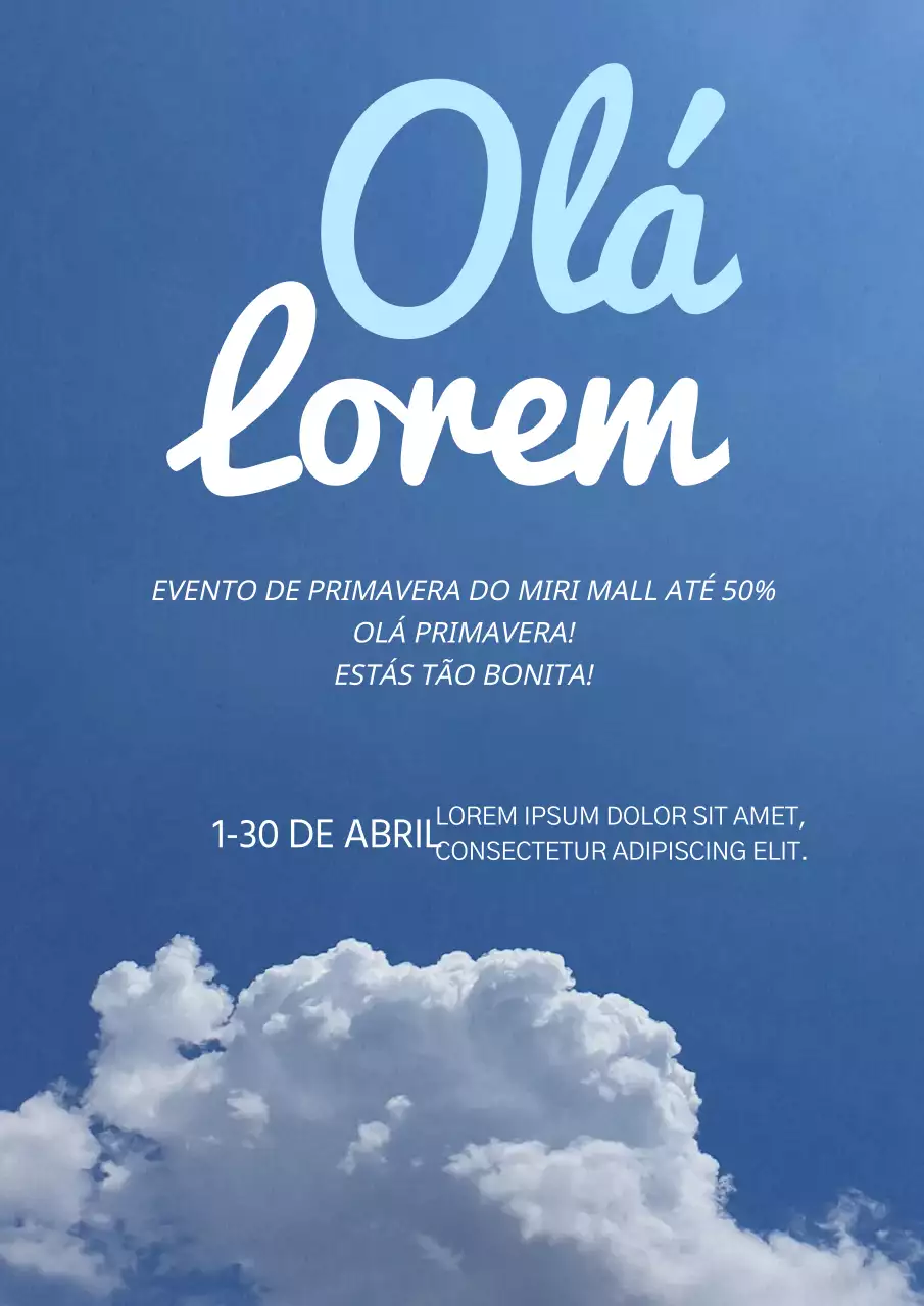 Nuvens azuis e brancas no céu Evento de primavera
