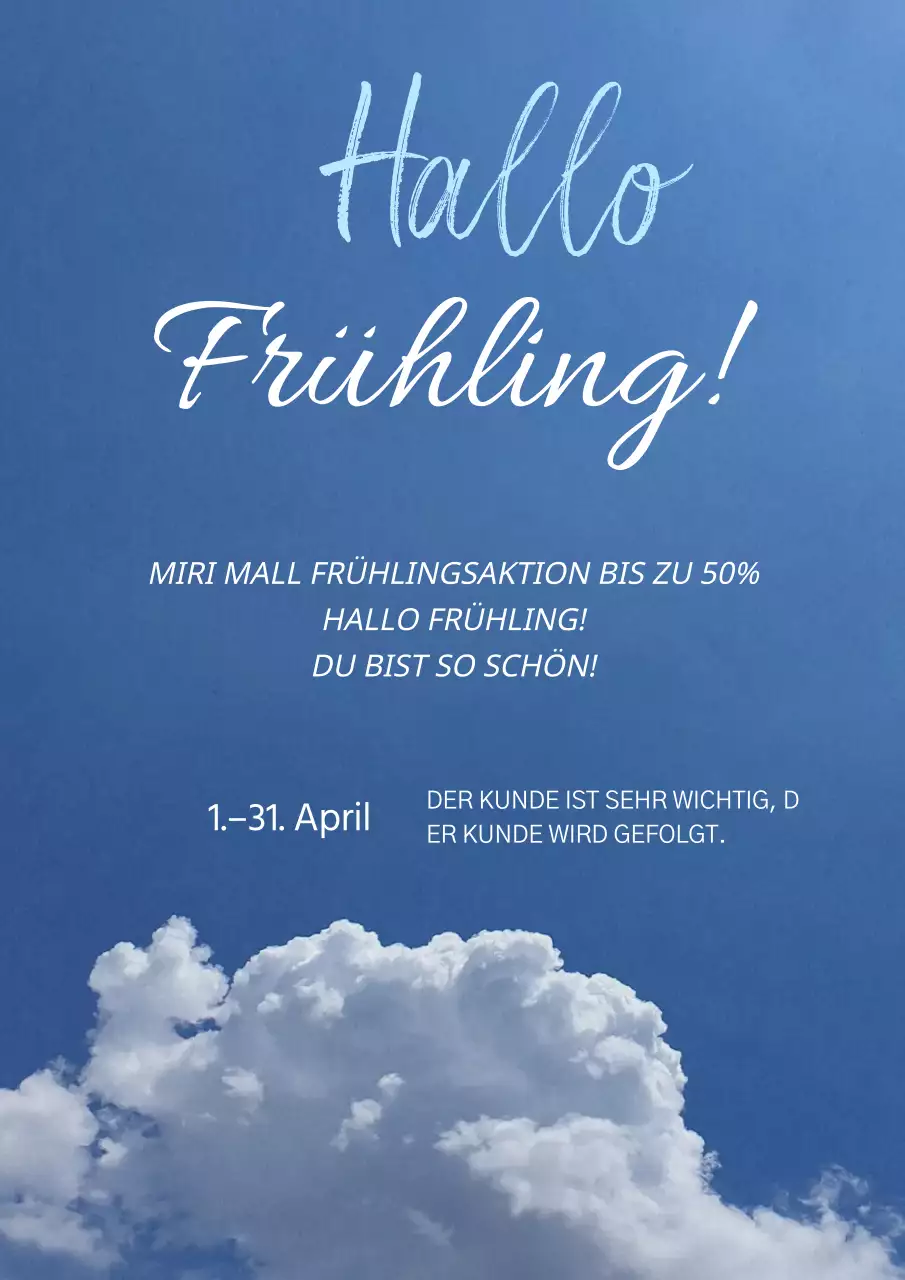 Blaue und weiße Schäfchenwolken am Himmel Frühlingsereignis