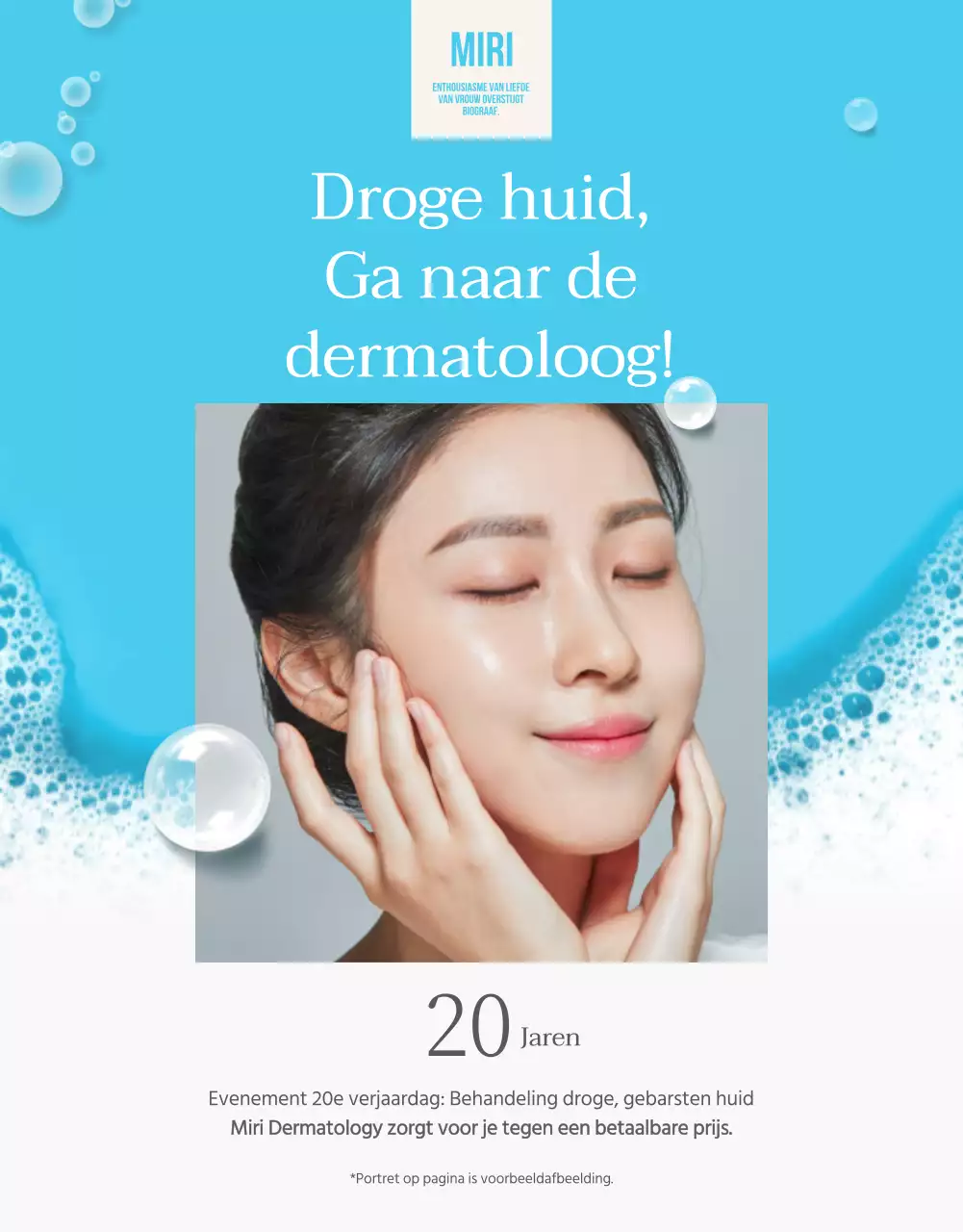 Promoot moderne dermatologie in lichtblauw en wit