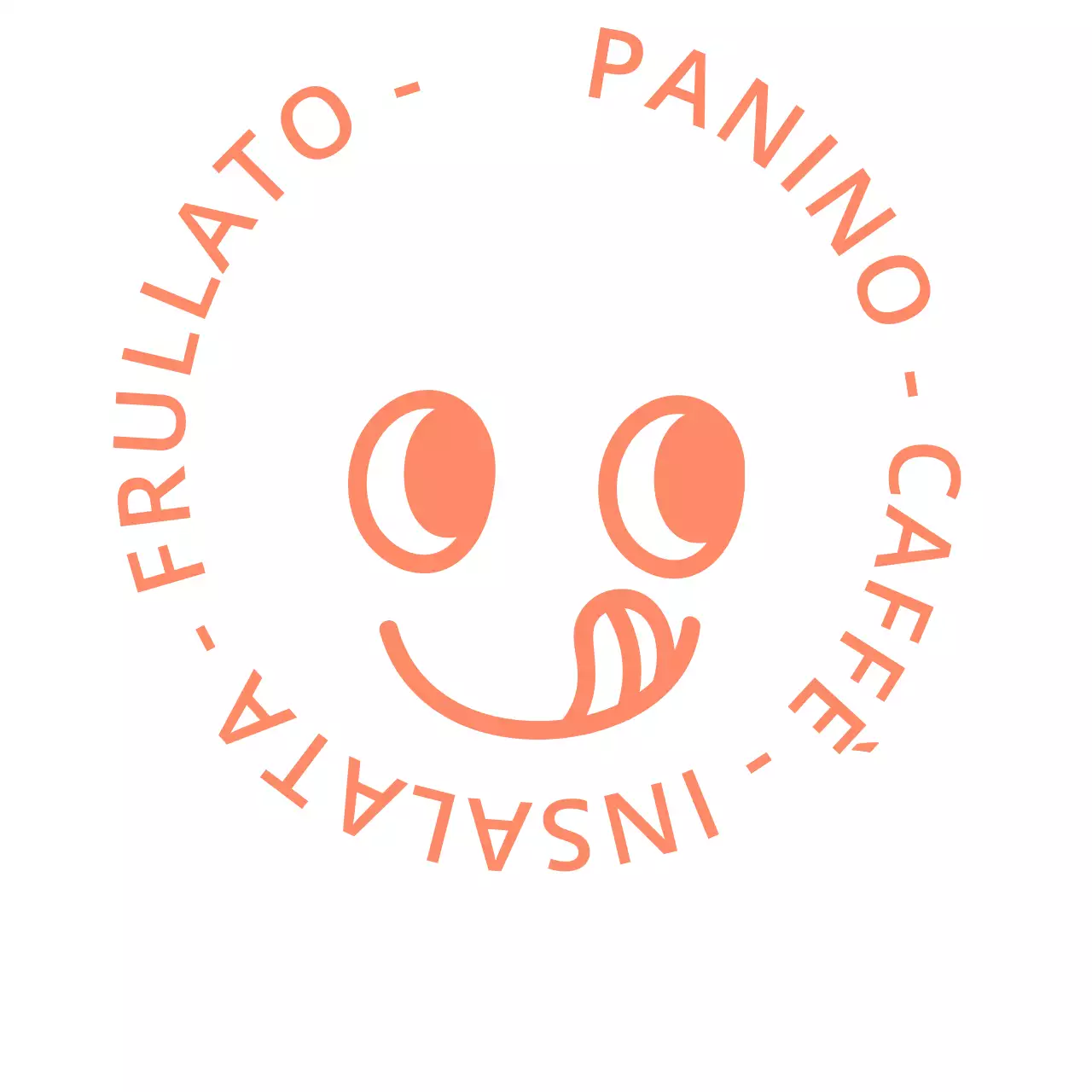 Design del logo del caffè con espressioni facciali dall'aspetto delizioso