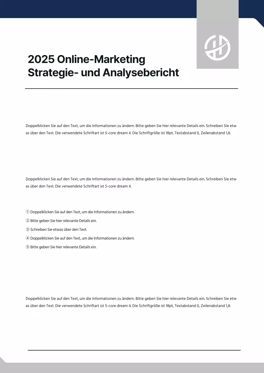 Formular für den Geschäftsbericht in Marineblau und Grau