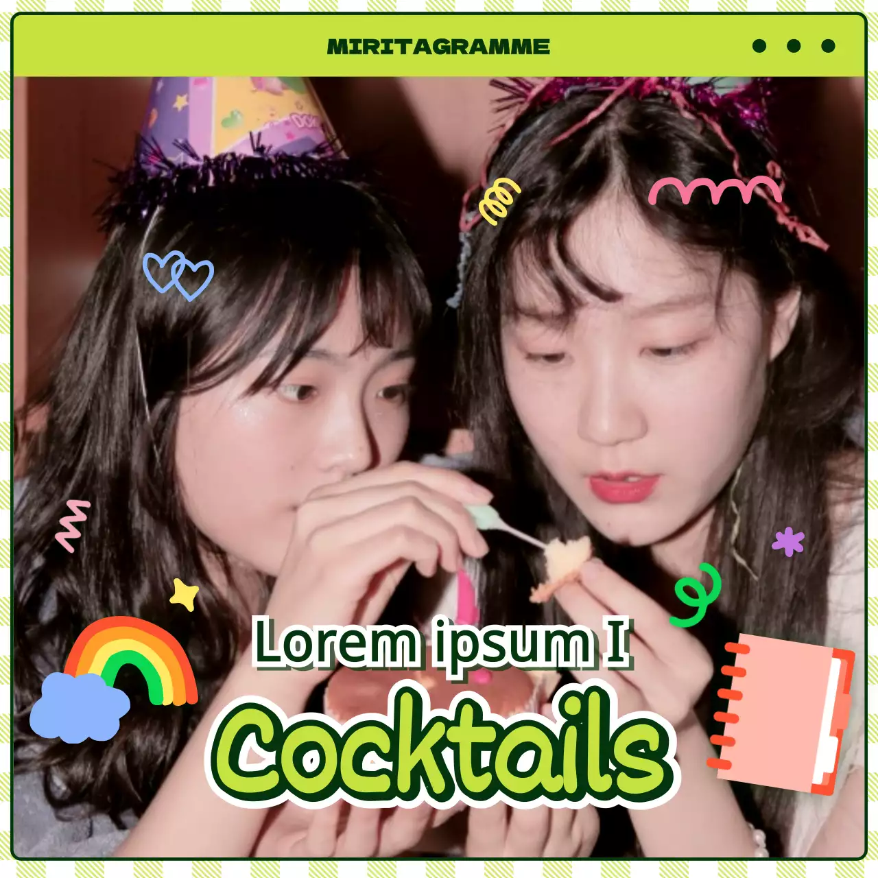 Liste de cocktails illustrée sur le thème du taku