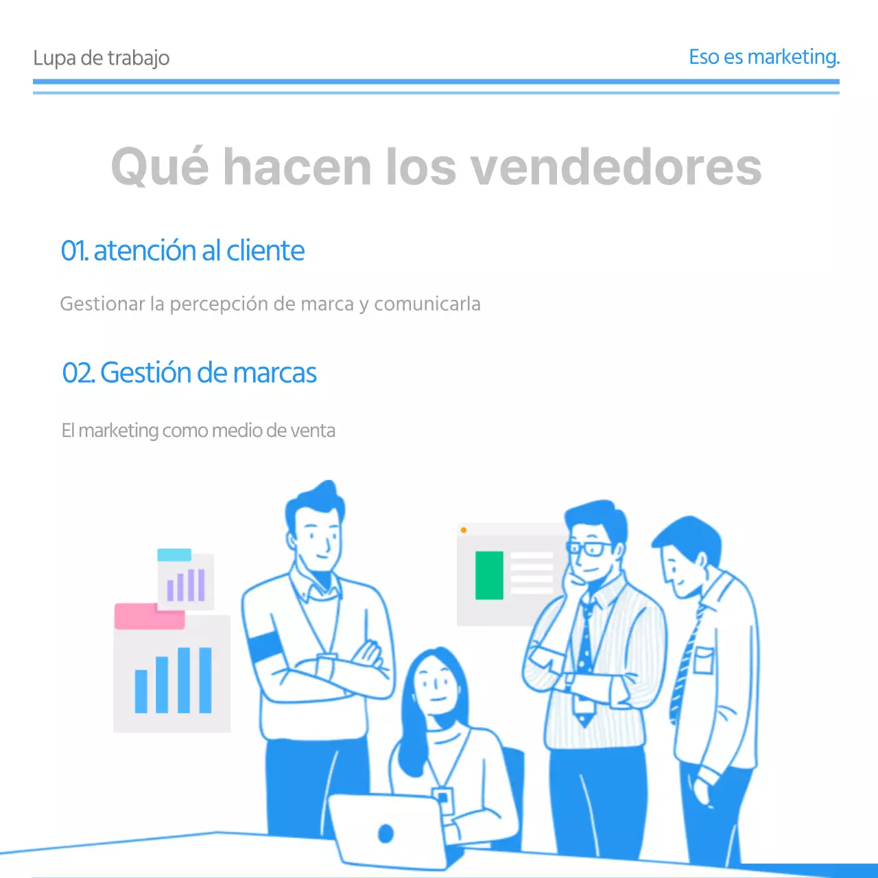 Un análisis completo de la labor de marketing de Bluetone Presentación de los departamentos de la empresa CardNews