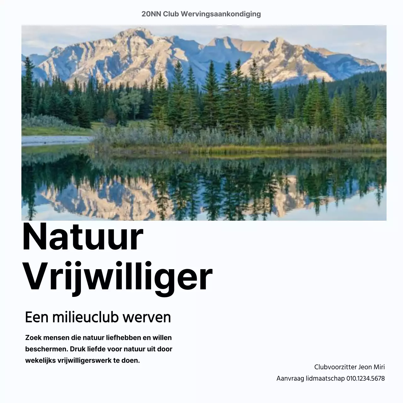 Werf een milieuvrijwilligersclub met foto's van schone natuur