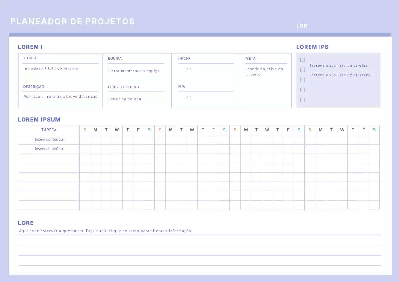 Planificador de projectos roxo simples para o Webnotes