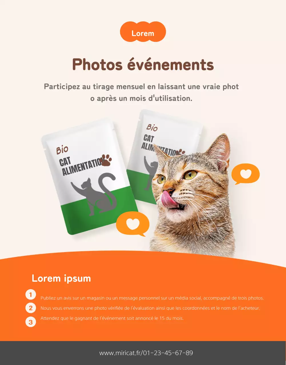 Vente d'un chat orange mignon et bien rangé dans un centre commercial