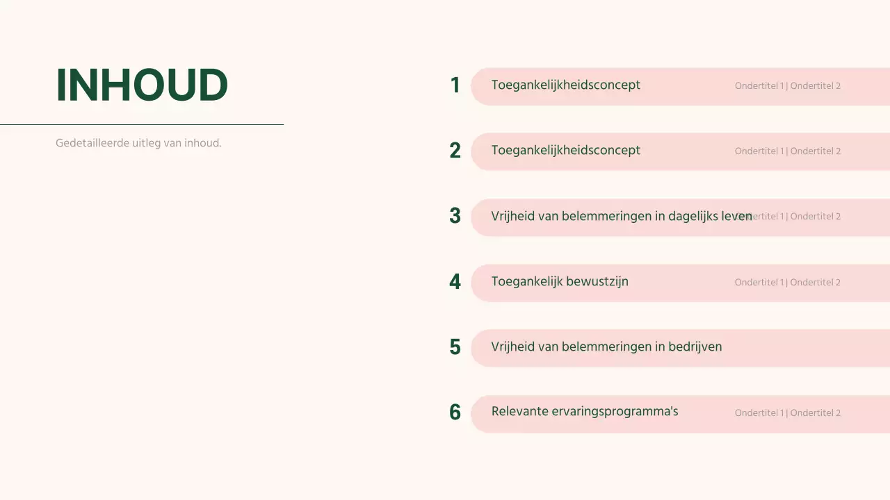Eenvoudige barrièrevrije opdrachtpresentatie in beige en groen
