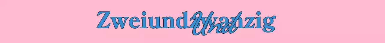 Werbung für ein Schönheitsunternehmen mit einem Teenager-Konzept in Blau und Rosa mit englischen Schriftakzenten.