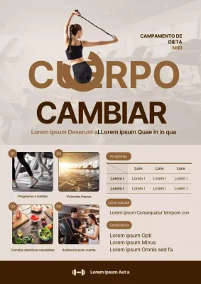 Promover campamentos dietéticos en beige y marrón