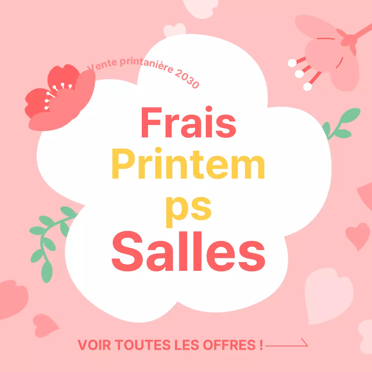 Publicité printanière avec illustration de fleurs de cerisier roses