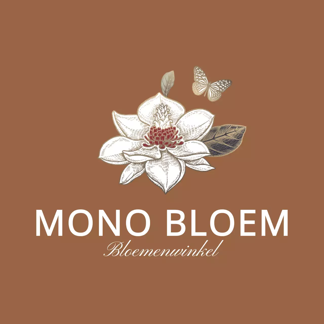 Zwarte emotionele bloem en vlinder illustratie logostijl voor bloemist personeel en ervaringen