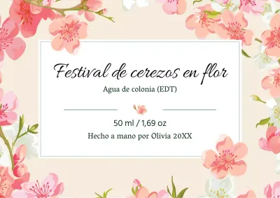 Etiqueta de perfume vintage con ilustración rosa